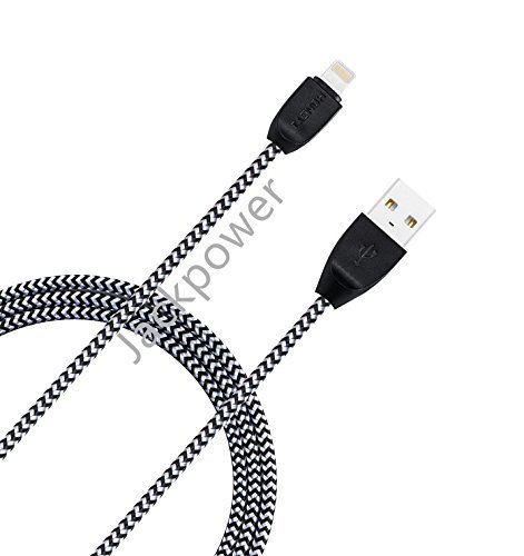 Charger, Jackpower,5FT MFI Certified Lightning USB Nylon Braided Cable 8 Pin Sync USB Charging Cord for iPhone 6/6 Plus/6s/6s Plus/SE iPhone 5/5s/5c,iPad iPod(Black)