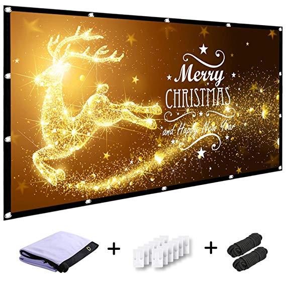 MINC 120 inch Projector Screen 16:9 HD Foldable Anti-Crease Portable Projection Movies Screen for Home Theater Outdoor Indoor Support Rear Projection