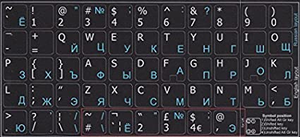 Russian - English non-transparent keyboard stickers 14mm x 14mm