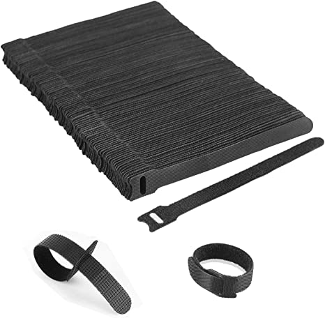 EKKONG Cable Ties,Black Reuseable USB Cable Ties with High Quality Nylon Material 150 x 12 mm (100PCS)