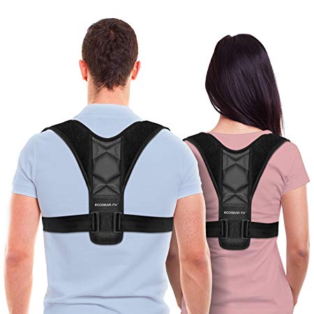 EcoGear FX Back Brace Support Device - Pro Series Light Weight Back Brace for Men and Women with Adjustable Shoulder Straps for Shoulder Support, Upper Back & Neck Pain Relief