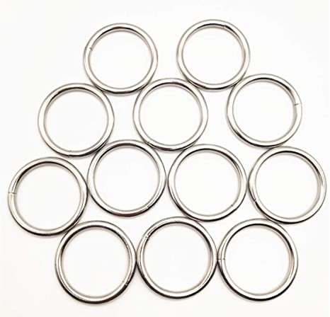 12 Pack 2" Welded O-Ring Nickel Plate Steel Rings Multi-Purpose Metal O Ring for Macrame, Camping Belt, Dog Leashes, Light Saber Accessories, Luggage Belt, Handbag and More Craft Project