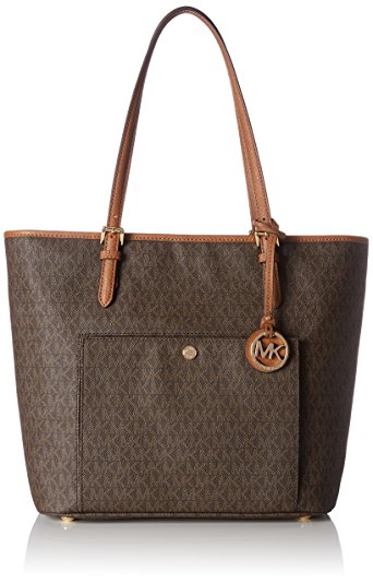 Michael Kors Mk Jet Set Signature Shoulder Bag, Brown , Large