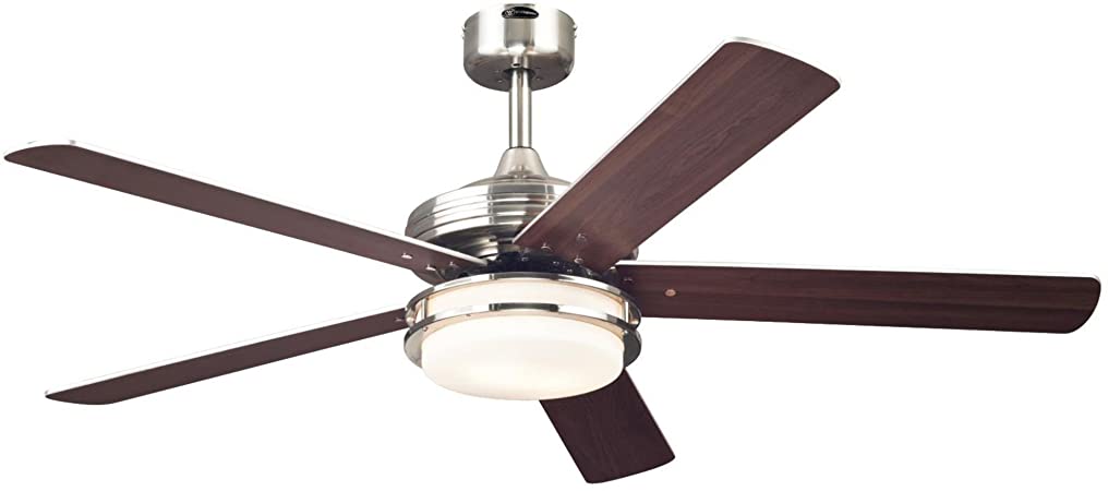 Westinghouse Lighting 7209100 Castle 52-inch Brushed Nickel Indoor Ceiling Fan, LED Light Kit with Opal Frosted Glass