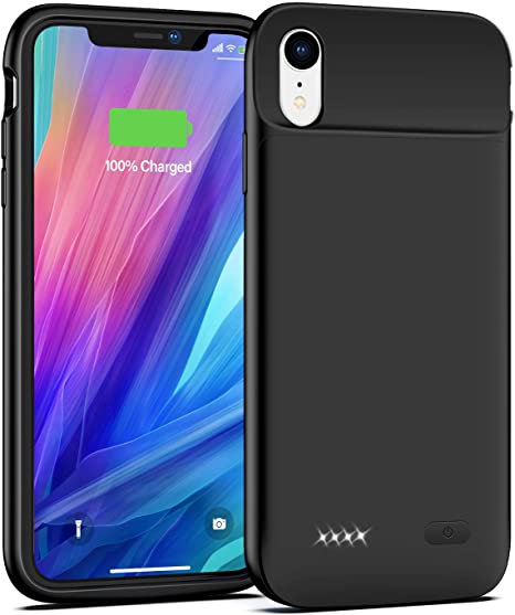 Lonlif Battery Case for iPhone XR, 5000mAh Protective Charging Case Portable Rechargeable Battery Pack Extended Slim Charger Backup Power Bank(6.1 inch)-Black