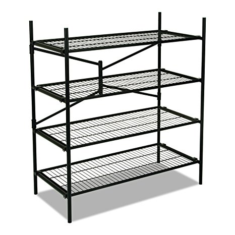 Cosco Products 66714BLK1E Folding 4-Wire Shelf Freestanding Storage Unit, Black