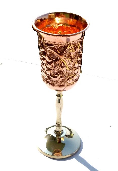 STREET CRAFT Handmade Pure Copper Wine Goblet, Capacitty-8 Ounce, Copper Wine Glass, 100% Authentic Solid Copper Wine Glass.
