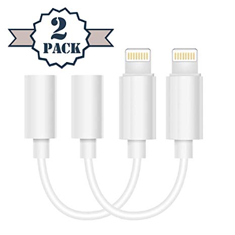 Compatible iPhone 7/8/X Jack Adapter[2 Pack], Lightning to 3.5 mm Headphone Jack Adapter, iPhone 7/7 Plus Adapter, iPhone 8/8 Plus Accessories, Connector for iPhone X,Apple Touch, iPad and More