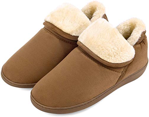 Men's Plush Warm Ankle Bootie Slippers Fuzzy Memory Foam Winter House Shoes