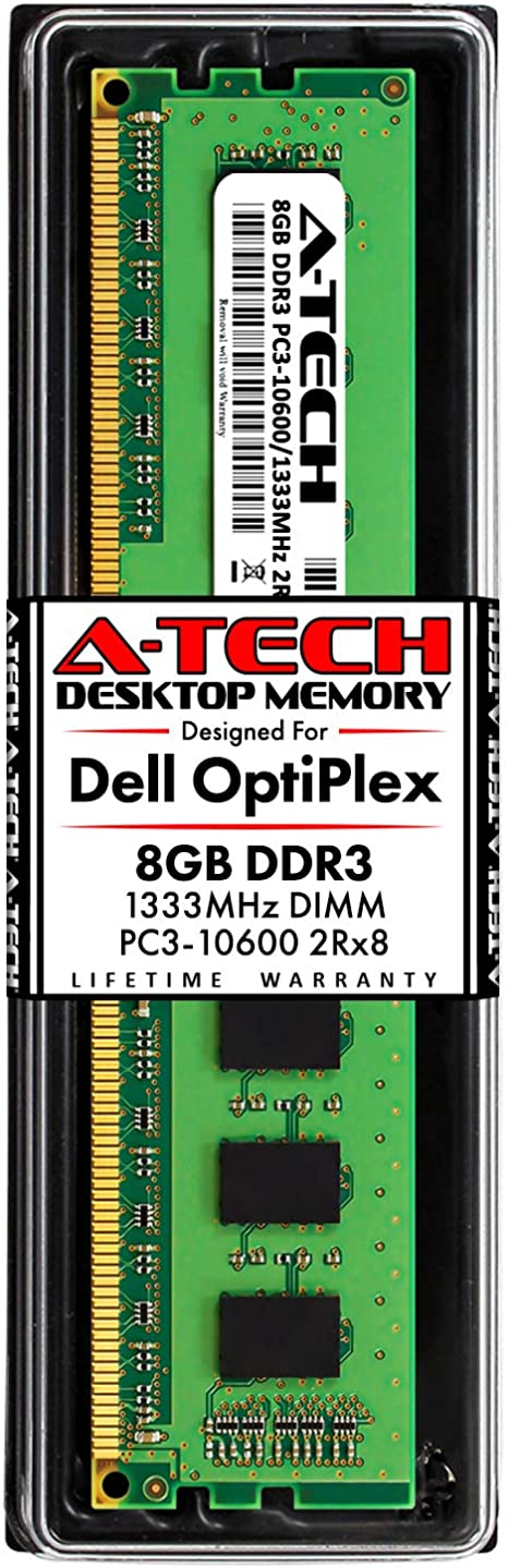 A-Tech 8GB RAM Stick for Dell OptiPlex 9010, 7010, 3010, 990, 790, 390, DT/MT/SFF/USFF - DDR3 1333MHz PC3-10600 Non-ECC DIMM Memory Module