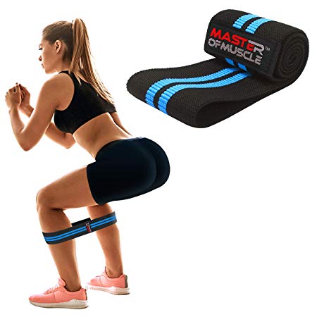 Master of Muscle Hip Resistance Band – Heavy Fabric Hip Bands for Glute & Legs Activation Before Squat & Deadlifts – Grippy Non-Slip Heavy Duty Cloth for Best Booty, Hip and Butt Workout Exercise