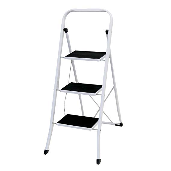 Oypla Foldable 3 Step Ladder Stepladder Non Slip Tread Safety Steel