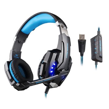 KOTION EACH G9000 USB 7.1 Surround Sound Version Game Gaming Headphone Computer Headset Earphone Headband with Microphone LED Light Blue&Black