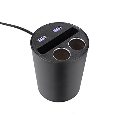 Car Charger,SHINENY 2 USB Charging Ports Cup Car Charger with 2 Sockets Cigarette Lighter for Apple Android Windows Smartphones Tablets ,GPS Navigator and Other Digital Devices