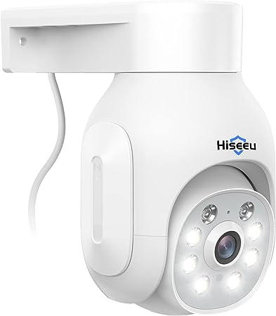 Hiseeu Security Camera Wireless Outdoor, 5MP Color Night Vision WiFi Surveillance Camera Pan/Tilt with Motion Detection/Siren/Light Alarm, 2-Way Audio, IP66 Weatherproof, Work with Echo Show