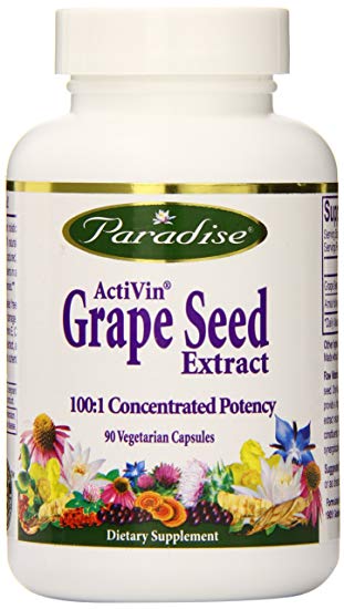 Paradise Herbs Vegetarian Capsules, Activin Grape Seed with Amla, 90 Count