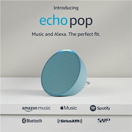 Echo Pop | Full sound compact smart speaker with Alexa - Midnight Teal   4 months of Amazon Music Unlimited FREE