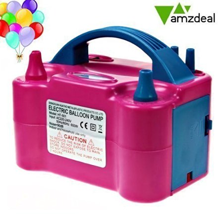 Amzdeal Dual Nozzle Rose Red Balloon Air Inflator Pump Portable 110V 600W High Voltage AC Electric Balloon Blower Pump/Electric Balloon Inflator with Built-in Motor for Decoration/Party/Wedding/Home /Children/School