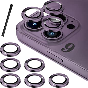 Arshek for iPhone 14 Pro/iPhone 14 Pro Max Camera Lens Protector, [Keep Lens Original Design] HD Metal Tempered Glass Camera Cover Screen Protector Film Accessories, Anti Scrach -Deep Purple