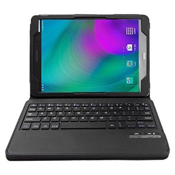 IVSO Samsung Galaxy Tab S2 97-Inch Bluetooth Keyboard Portfolio Case - DETACHABLE Bluetooth Keyboard Stand Case  Cover for Samsung Galaxy Tab S2 97-Inch Tablet Bluetooth Keyboard Black
