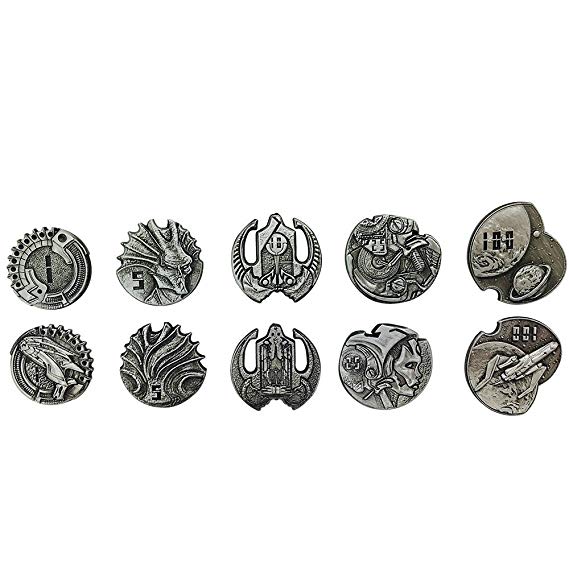 Sci Fi Variety Set of 10 (Metal Plated Novelty) Adventure Coins For RPGs/ LARP| DnD Pathfinder Live Action Role-playing Games