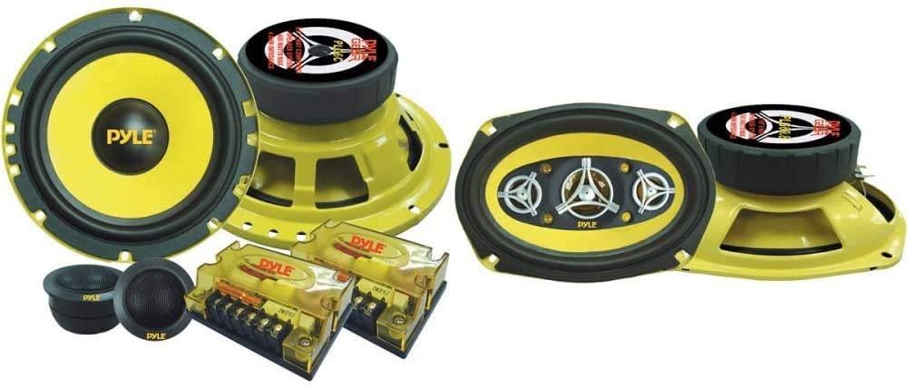 2Way Custom Component Speaker System 6.5” 400 Watt Component with Electroplated Steel Basket & Car Eight Way Speaker System - Pro 6 x 9 Inch 500W 4 Ohm Mid Tweeter Component Audio Sound Speakers