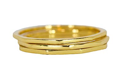 Pura Vida Gold Plated Delicate Stacked Rings - Brass Base .925 Sterling Silver - Size 5-9