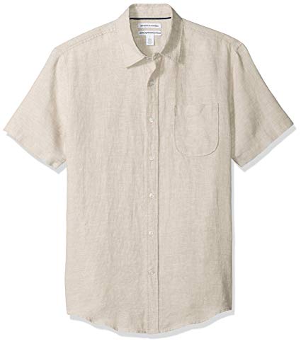 Amazon Essentials Men's Slim-Fit Short-Sleeve Linen Shirt