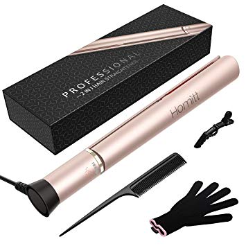 Homitt Hair Straightener, Professional Ceramic Flat Iron for Hair with Negative Ion & Dual Voltage Travel Design for All Hair Style with 3D Floating Plates & Adjustable Temperature (250-450F)