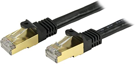 StarTech.com 25ft CAT6a Ethernet Cable - 10 Gigabit Shielded Snagless RJ45 100W PoE Patch Cord - 10GbE STP Category 6a Network Cable w/Strain Relief - Black Fluke Tested UL/TIA Certified (C6ASPAT25BK)