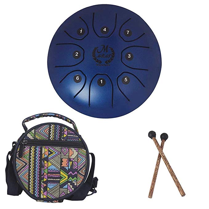 Heilsa Mini Steel Tongue Drum, 5.5 Inch Tank Drum Chakra Drum with Rubber Musical Mallet and Travel Bag Stress Relieve Musical Instrument for Kids & Adults