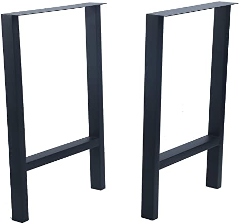 Womio 2Pcs Metal Furniture Legs Rustic Decory H Shape Table Legs,Desk Legs,Heavy Duty Dining Table Legs,Industrial & Modern,Black(H28 x L17.5 inchs)