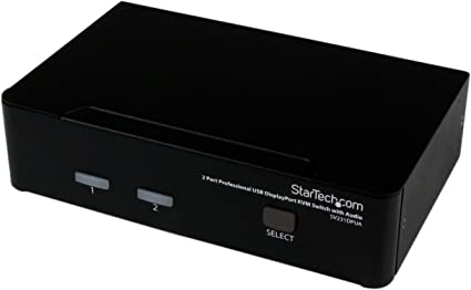 StarTech.com 2 Port DisplayPort KVM Switch - 2560x1600 @60Hz - Dual Port DP USB, Keyboard, Video, Mouse Switch Box w/ Audio for Computers and Monitors (SV231DPUA)