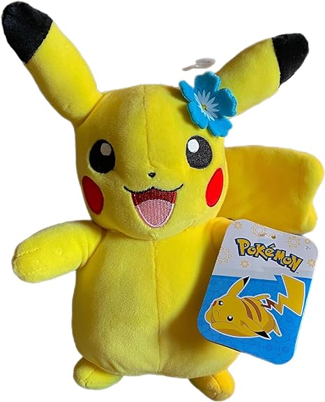 Pokemon 8 Inch Plush Officially Licensed Stuffed Animal Super Soft Cuddly Toy Kids (Pikachu (Blue Flower))