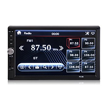 Double Din 7 Inch Touch Screen In-Dash Car Audio Bluetooth Stereo MP3 MP5 Video Player FM Radio TF USB AUX-in Rear View Camera with Remote Control