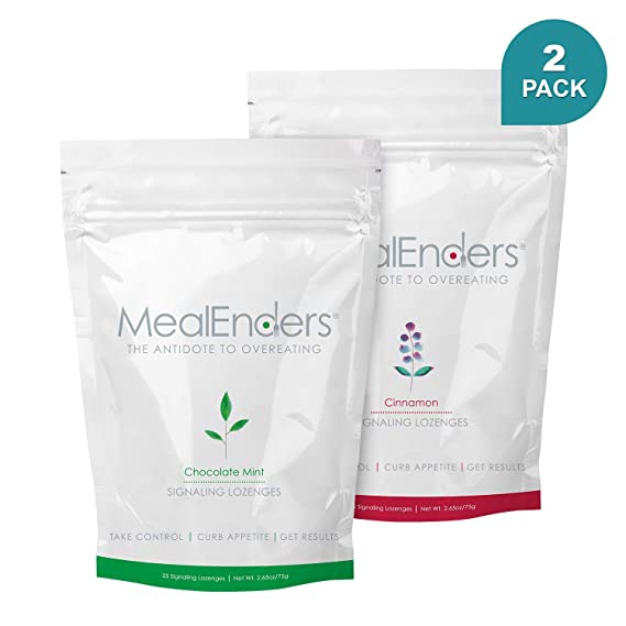 MealEnders Cravings Control Lozenges | Stop Overeating, Curb Cravings and Reduce Snacking | 25-Count Bag (2-Pack) (1x Choc.Mint 1x Cinnamon)