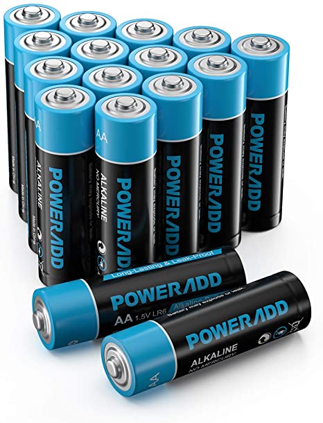 POWERADD AA Alkaline Batteries Long Lasting, All-Purpose Battery for Household and Business - 16 Count