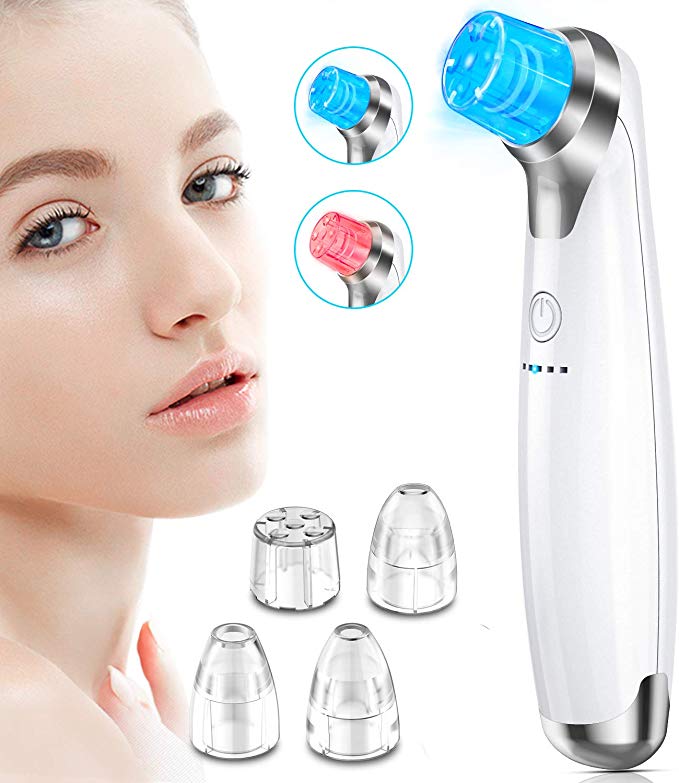 BESTOPE Blackhead Remover Pore Cleaner with Red Blue Light Rechargeable Blackhead Removal Tools with Different Probe Heads Strong Suction Inhibit Bacteria Rejuvenate Skin Nice Gift