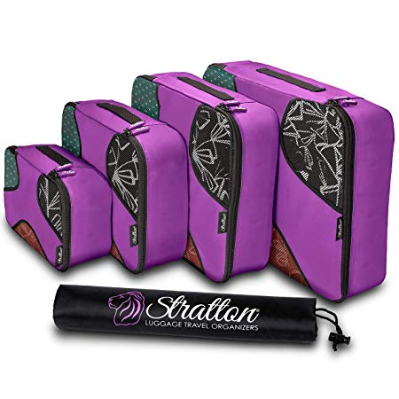 Stratton Travel Organizers Packing Cubes - Multifunctional Luggage Storage - Versatile Sorting & Arrangement for Clothes & More - Set of 4 (Orchid Purple)
