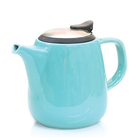 Tealyra Daze Ceramic Teapot with Stainless Steel Lid and Infuser, 700ml / 24 oz - Turquoise