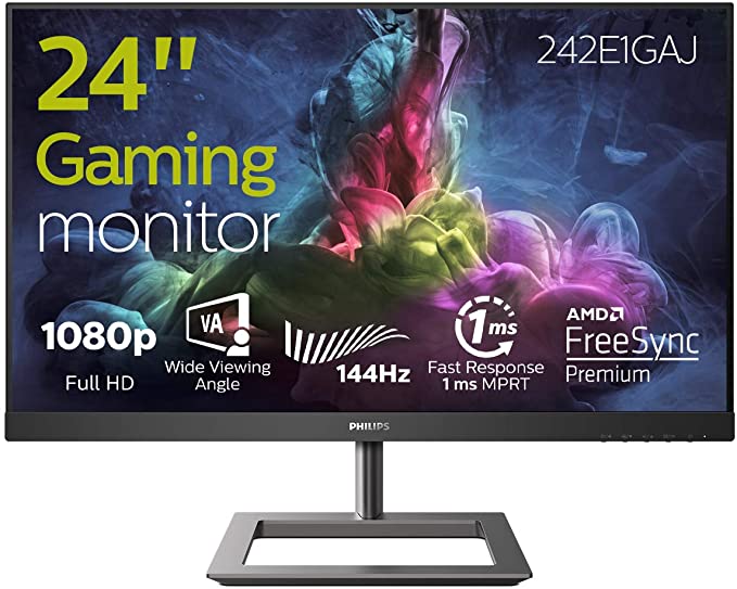 Philips Gaming 242E1GAJ - 24 inch FHD Monitor, 144 Hz, 1ms, VA, AMD FreeSync, Speakers, (1920 x 1080, 350 cd/m², HDMI/DP)