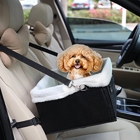 Hmcity Foldable Pet Dog Cat Car Booster Seat Bag Carrier Tote Travel Bed Luxury Lookout Dog Booster Car Seat Carrier with Fur DOG PET PUPPY TRAVEL CAGE BOOSTER