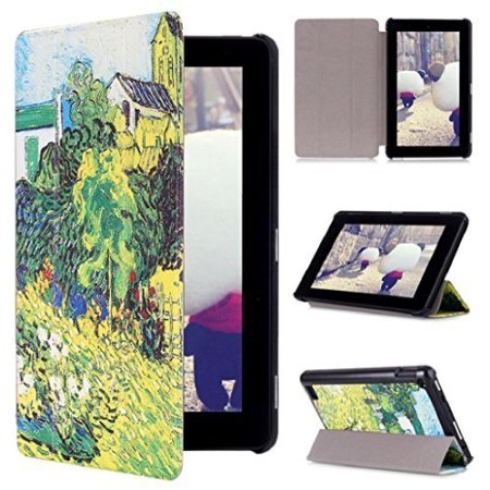 Kinghard Painting Leather Stand Case Cover For Amazon Kindle Fire 7 2015G