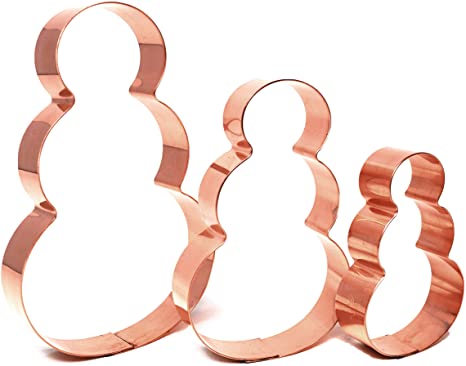 3 4 and 5 inch Snowmen Set Simple Snowman Family Copper Cookie Cutters