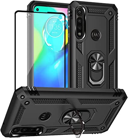 Yiakeng for Moto G Power 2020 Case, Moto G Power Case with Screen Protector, Military Grade Protective Cases with Ring for Moto G Power 2020 (Black)