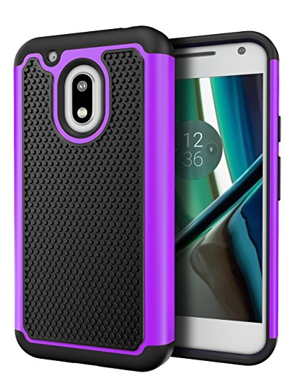 Moto G Play Case, Cimo [Shockproof] Heavy Duty Shock Absorbing Dual Layer Protection Cover for Motorola Moto G4 Play (2016) - Purple