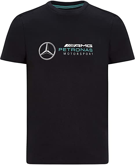 Mercedes Benz AMG Petronas F1 Men's Large Logo T-Shirt Black/Gray/White (XL, Black)