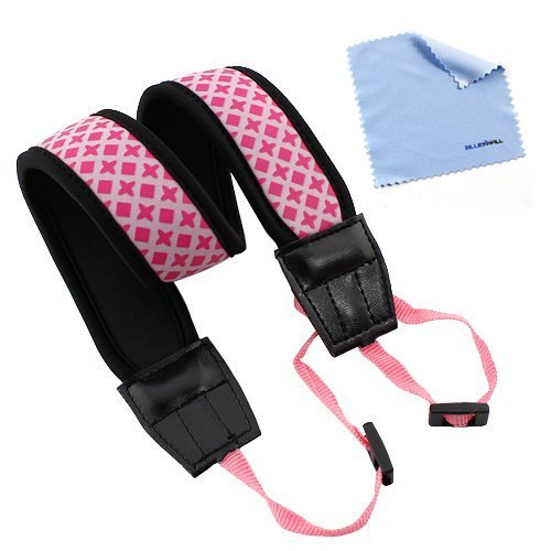 GTMax Pink Anti-Slip Soft Neoprene Camera Should/Neck Strap Belt for Canon, sony, nikon, fuji SLR Cameras with Cleaning Cloth