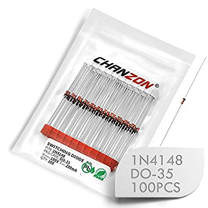 (Pack of 100 Pieces) Chanzon 1N4148 Small Signal Fast Switching Diodes High-Speed Axial 200mA 100V DO-35 (DO-204AH) IN4148 4148 200 mA 100 Volt