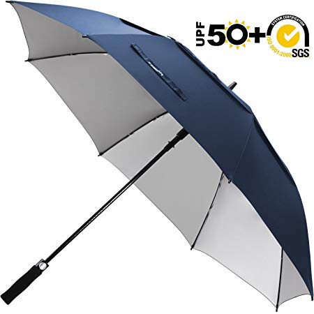 ZEKAR 54-inch UV Rain Dual-Purpose Umbrella, Best Size for 1~2 People, Lightweight Windproof Sun Double Canopy Golf Umbrella